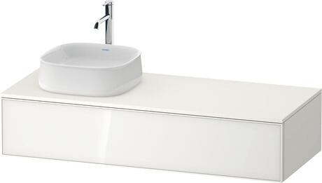 Mueble bajo lavabo para encimera, ZE4812L64840E00 Frente: Blanco, Cristal, Cuerpo: Blanco Supermate, Decoración, Encimera: Blanco Supermate, Decoración, Distribución interior Integrado/a