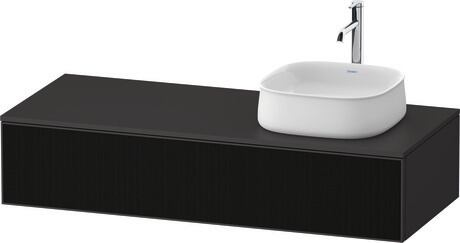 Console vanity unit wall-mounted, ZE4812R63800000 Front: Black line structure, Glass, Corpus: Graphite Super Matt, Decor, Console: Graphite Super Matt, Decor