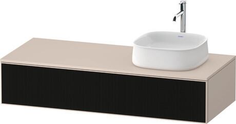 Console vanity unit wall-mounted, ZE4812R63830000 Front: Black line structure, Glass, Corpus: taupe Super Matt, Decor, Console: taupe Super Matt, Decor