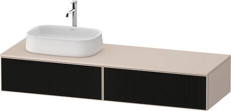 Console vanity unit wall-mounted, ZE4814L63830000 Front: Black line structure, Glass, Corpus: taupe Super Matt, Decor, Console: taupe Super Matt, Decor