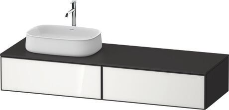 Mueble bajo lavabo para encimera, ZE4814L64800F00 Frente: Blanco, Cristal, Cuerpo: Grafito Supermate, Decoración, Encimera: Grafito Supermate, Decoración, Distribución interior Integrado/a