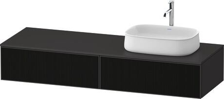 Console vanity unit wall-mounted, ZE4814R63800000 Front: Black line structure, Glass, Corpus: Graphite Super Matt, Decor, Console: Graphite Super Matt, Decor