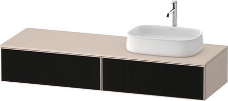Console vanity unit wall-mounted, ZE4814R63830000 Front: Black line structure, Glass, Corpus: taupe Super Matt, Decor, Console: taupe Super Matt, Decor