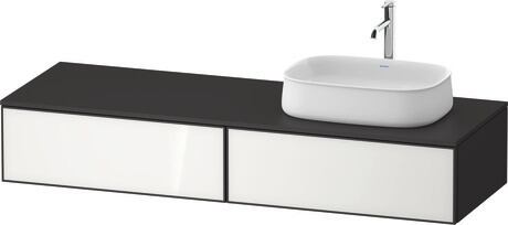 Console vanity unit wall-mounted, ZE4814R64800000 Front: White, Glass, Corpus: Graphite Super Matt, Decor, Console: Graphite Super Matt, Decor