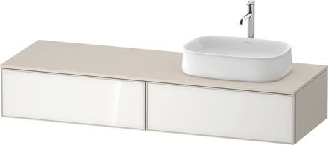 Mueble bajo lavabo para encimera, ZE4814R64830F00 Frente: Blanco, Cristal, Cuerpo: Taupe Supermate, Decoración, Encimera: Taupe Supermate, Decoración, Distribución interior Integrado/a