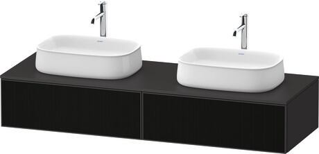 Console vanity unit wall-mounted, ZE4815B63800000 Front: Black line structure, Glass, Corpus: Graphite Super Matt, Decor, Console: Graphite Super Matt, Decor