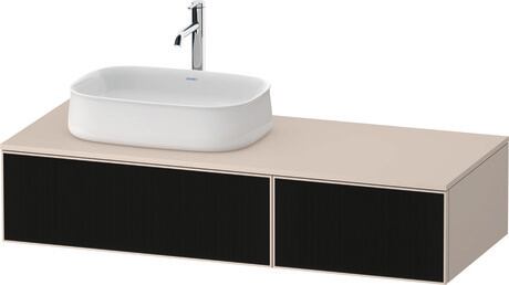 Console vanity unit wall-mounted, ZE4816063830000 Front: Black line structure, Glass, Corpus: taupe Super Matt, Decor, Console: taupe Super Matt, Decor