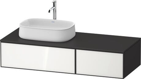 Mueble bajo lavabo para encimera, ZE4816064800F00 Frente: Blanco, Cristal, Cuerpo: Grafito Supermate, Decoración, Encimera: Grafito Supermate, Decoración, Distribución interior Integrado/a