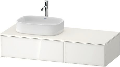 Mueble bajo lavabo para encimera, ZE4816064840F00 Frente: Blanco, Cristal, Cuerpo: Blanco Supermate, Decoración, Encimera: Blanco Supermate, Decoración, Distribución interior Integrado/a