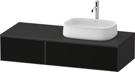 Console vanity unit wall-mounted, ZE4817063800000 Front: Black line structure, Glass, Corpus: Graphite Super Matt, Decor, Console: Graphite Super Matt, Decor