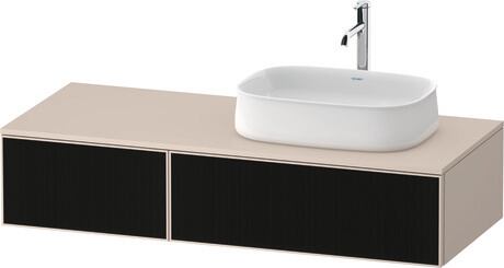 Console vanity unit wall-mounted, ZE4817063830000 Front: Black line structure, Glass, Corpus: taupe Super Matt, Decor, Console: taupe Super Matt, Decor