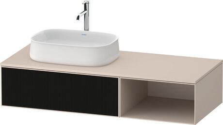 Console vanity unit wall-mounted, ZE4818063830000 Front: Black line structure, Glass, Corpus: taupe Super Matt, Decor, Console: taupe Super Matt, Decor