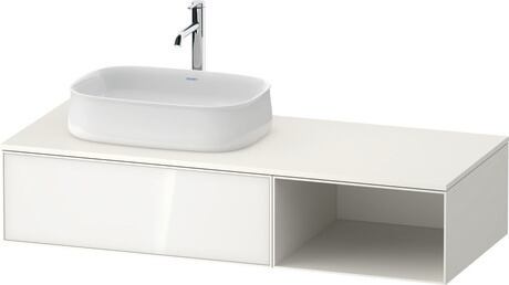 Mueble bajo lavabo para encimera, ZE4818064840000 Frente: Blanco, Cristal, Cuerpo: Blanco Supermate, Decoración, Encimera: Blanco Supermate, Decoración
