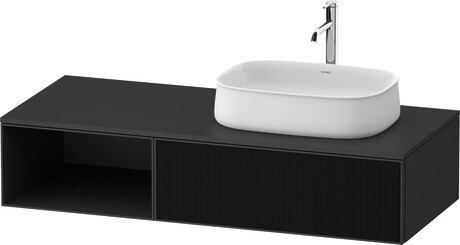 Console vanity unit wall-mounted, ZE4819063800000 Front: Black line structure, Glass, Corpus: Graphite Super Matt, Decor, Console: Graphite Super Matt, Decor
