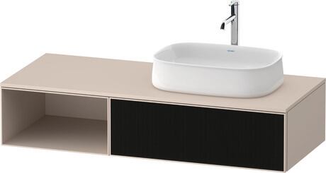 Console vanity unit wall-mounted, ZE4819063830000 Front: Black line structure, Glass, Corpus: taupe Super Matt, Decor, Console: taupe Super Matt, Decor