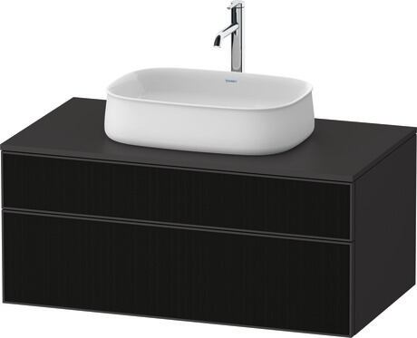 Console vanity unit wall-mounted, ZE4821063800000 Front: Black line structure, Glass, Corpus: Graphite Super Matt, Decor, Console: Graphite Super Matt, Decor