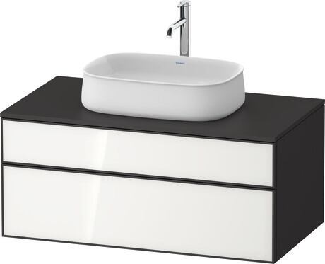 Mueble bajo lavabo para encimera, ZE4821064800E00 Frente: Blanco, Cristal, Cuerpo: Grafito Supermate, Decoración, Encimera: Grafito Supermate, Decoración, Distribución interior Integrado/a