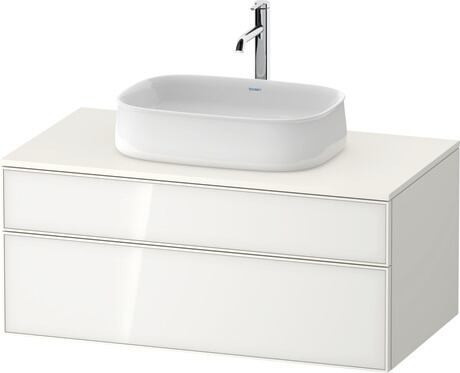 Mueble bajo lavabo para encimera, ZE4821064840000 Frente: Blanco, Cristal, Cuerpo: Blanco Supermate, Decoración, Encimera: Blanco Supermate, Decoración