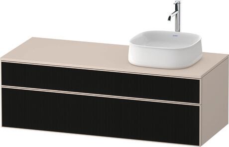 Console vanity unit wall-mounted, ZE4822R63830000 Front: Black line structure, Glass, Corpus: taupe Super Matt, Decor, Console: taupe Super Matt, Decor
