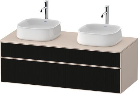 Console vanity unit wall-mounted, ZE4823B63830000 Front: Black line structure, Glass, Corpus: taupe Super Matt, Decor, Console: taupe Super Matt, Decor