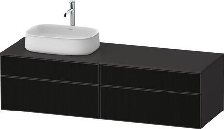 Mueble bajo lavabo para encimera, ZE4824L63800F00 Frente: estructura de la línea negra, Cristal, Cuerpo: Grafito Supermate, Decoración, Encimera: Grafito Supermate, Decoración, Distribución interior Integrado/a