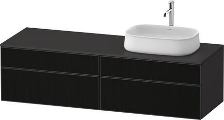 Console vanity unit wall-mounted, ZE4824R63800000 Front: Black line structure, Glass, Corpus: Graphite Super Matt, Decor, Console: Graphite Super Matt, Decor