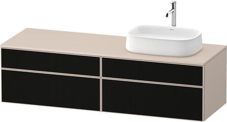 Console vanity unit wall-mounted, ZE4824R63830000 Front: Black line structure, Glass, Corpus: taupe Super Matt, Decor, Console: taupe Super Matt, Decor
