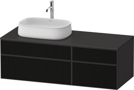 Console vanity unit wall-mounted, ZE4826063800000 Front: Black line structure, Glass, Corpus: Graphite Super Matt, Decor, Console: Graphite Super Matt, Decor