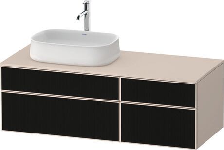 Console vanity unit wall-mounted, ZE4826063830000 Front: Black line structure, Glass, Corpus: taupe Super Matt, Decor, Console: taupe Super Matt, Decor