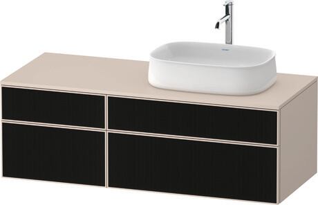 Console vanity unit wall-mounted, ZE4827063830000 Front: Black line structure, Glass, Corpus: taupe Super Matt, Decor, Console: taupe Super Matt, Decor
