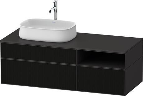 Console vanity unit wall-mounted, ZE4828063800000 Front: Black line structure, Glass, Corpus: Graphite Super Matt, Decor, Console: Graphite Super Matt, Decor