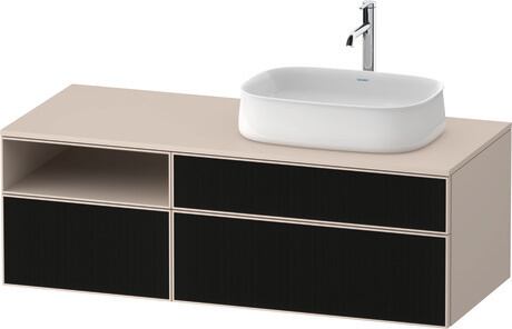 Console vanity unit wall-mounted, ZE4829063830000 Front: Black line structure, Glass, Corpus: taupe Super Matt, Decor, Console: taupe Super Matt, Decor
