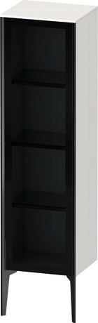Semi-tall cabinet, XV1367LB222 Hinge position: Left, Front: Parsol grey, Corpus: White High Gloss, Decor, Profile colour: Black, Profile: Black