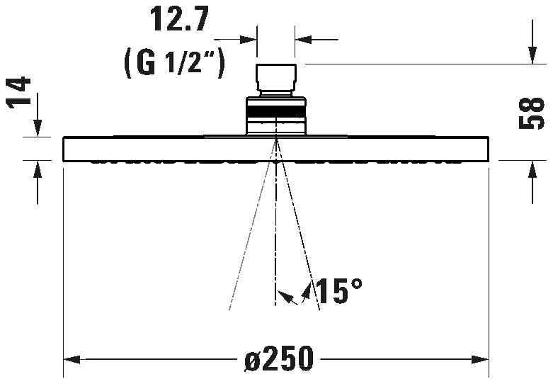 Hoofddouche 1jet 250, UV0660018