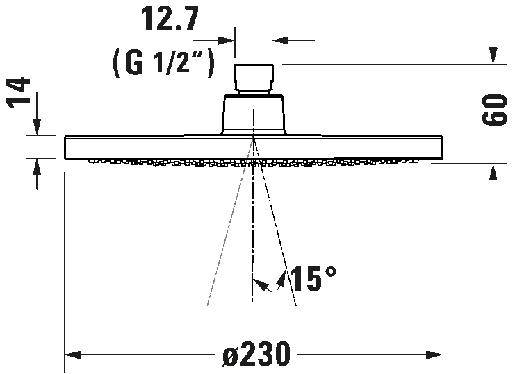 Hoofddouche 1jet 230, UV0660017