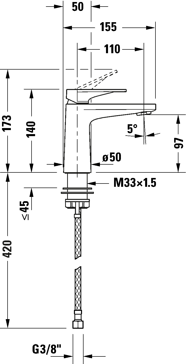 Mitigeur monocommande de lavabo S, TU1010002