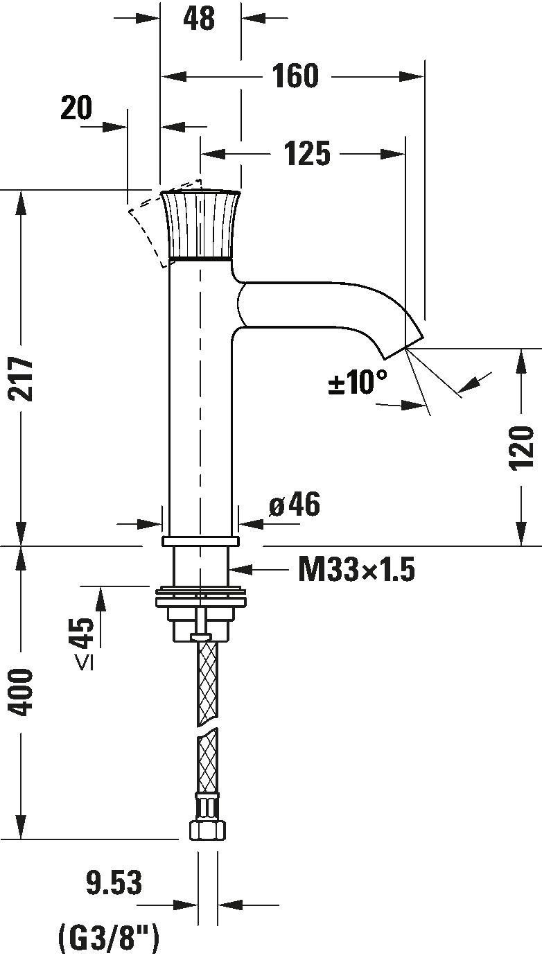 Miscelatore monocomando per lavabo M, WT1020002