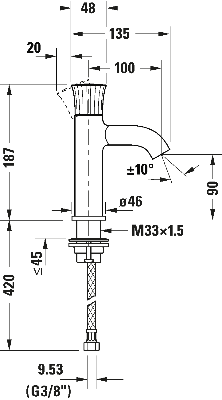 Miscelatore monocomando per lavabo S, WT1010002