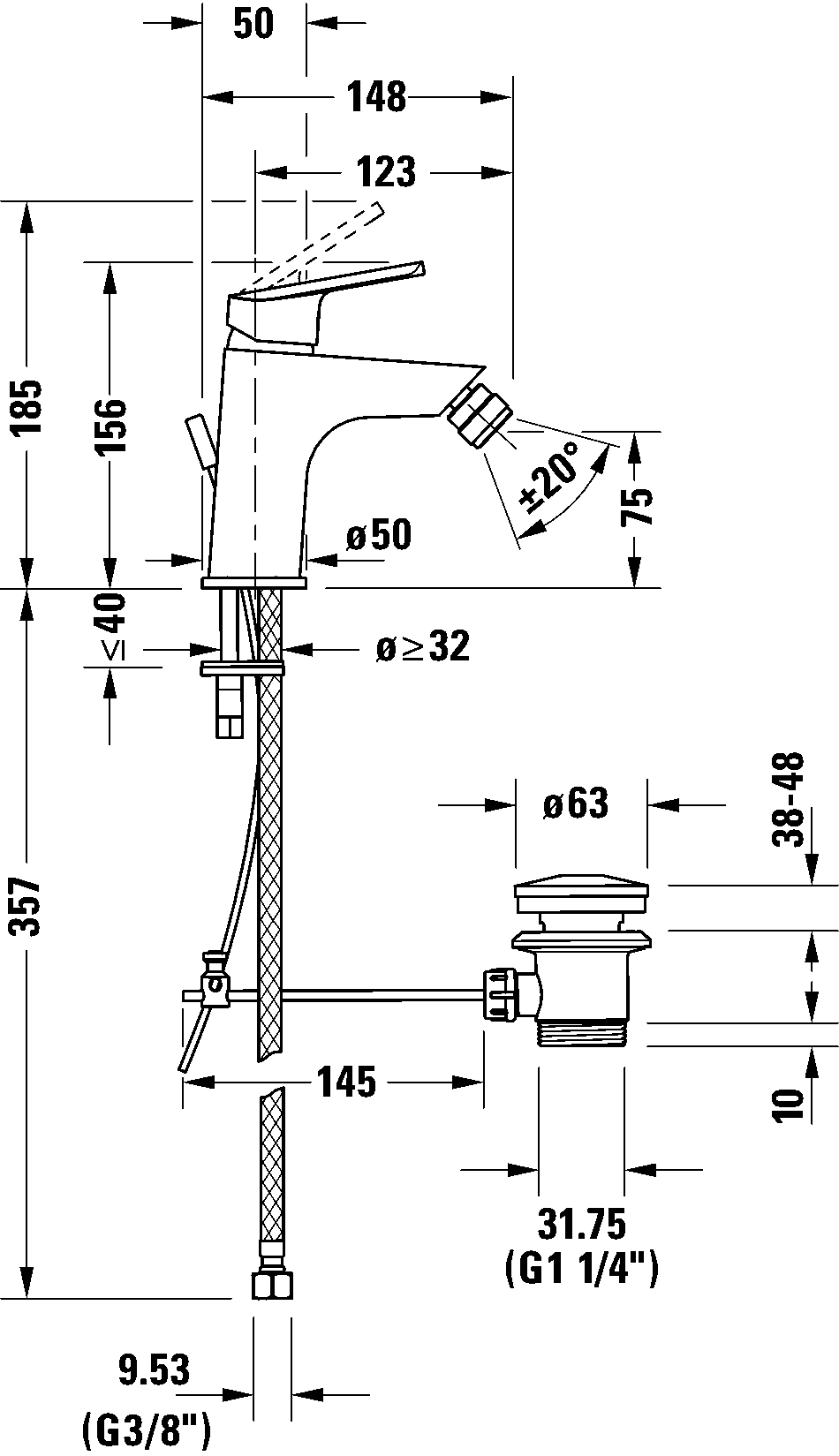 1-grepps bidéarmatur, N12400001