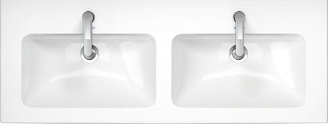 Dubbele wastafel, 2336130000 Wit Hoogglans, aantal wasplaatsen: 2 links, rechts, aantal kraangaten per wasplaats: 1 midden