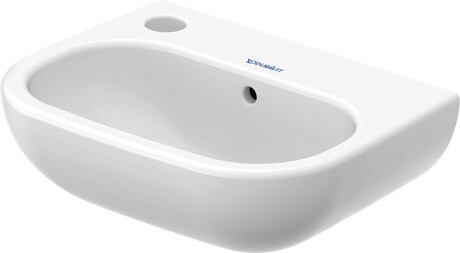 Handwaschbecken, 0705360009 Weiß Hochglanz, Rechteckig, Anzahl Waschplätze: 1 Mitte, Anzahl Hahnlöcher pro Waschplatz: 1 Links