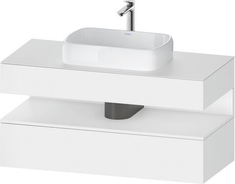 Console vanity unit wall-mounted, QA4732018187010 Front: White Matt, Decor, Corpus: White Matt, Decor, Console: White Matt, Lacquer, Niche lighting Integrated