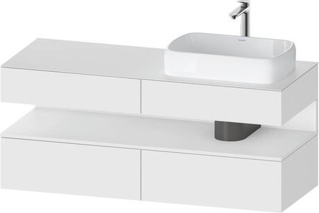 Console vanity unit wall-mounted, QA4766018186010 Front: White Matt, Decor, Corpus: White Matt, Decor, Console: White Matt, Lacquer, Niche lighting Integrated