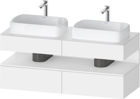 Console vanity unit wall-mounted, QA4767018186010 Front: White Matt, Decor, Corpus: White Matt, Decor, Console: White Matt, Lacquer, Niche lighting Integrated