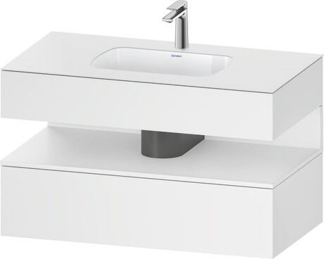 Built-in basin with console vanity unit, QA4786018186010 Front: White Matt, Decor, Corpus: White Matt, Decor, Console: White Matt, Lacquer, Niche lighting Integrated