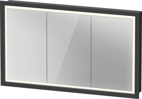 Spegelskåp, LC7653049490000 Grafit, Belysning: LED Belysningsfält Runt, Inbyggnadsram Utsida, Eluttag: Integrerad, Antal kontakter: 1, Typ av eluttag: F