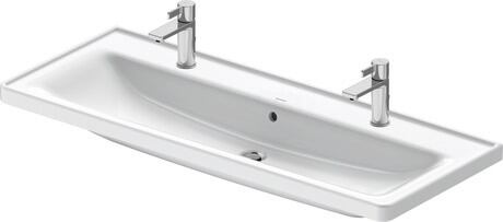 Washbasin, 2367120024 White High Gloss, Rectangular, Number of washing areas: 2 Middle, Number of faucet holes per wash area: 1 Left, Right, Overflow: Yes