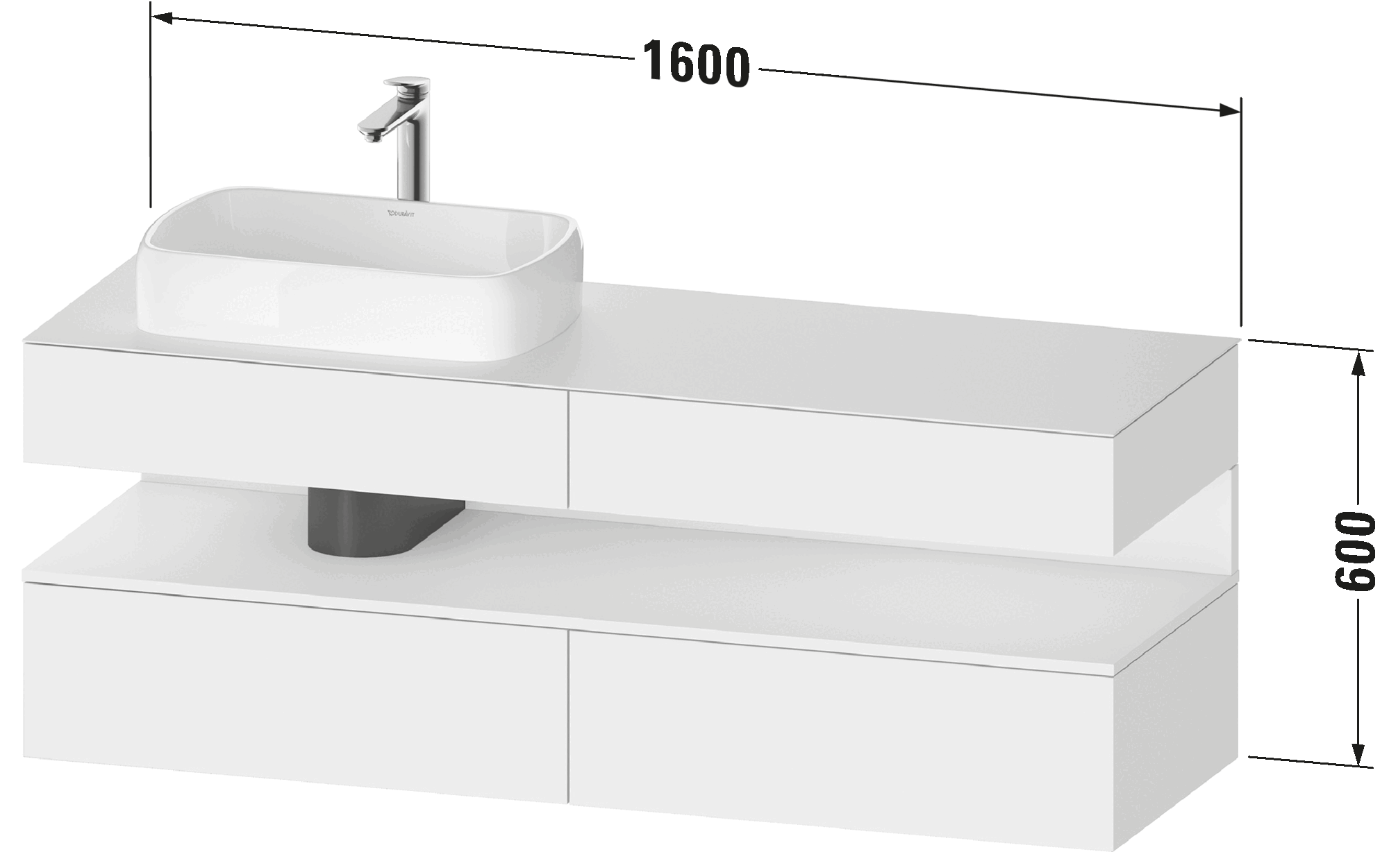 Console vanity unit wall-mounted, QA4777