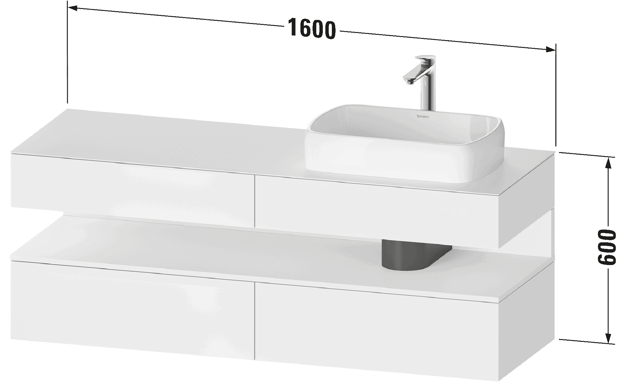 Console vanity unit wall-mounted, QA4778