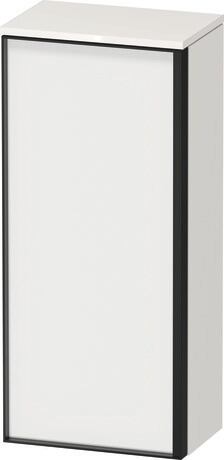 Semi-tall cabinet, VT1355L1822601G Hinge position: Left, Front: White Matt, Decor, Corpus: White High Gloss, Decor, Handle Graphite Aluminium
